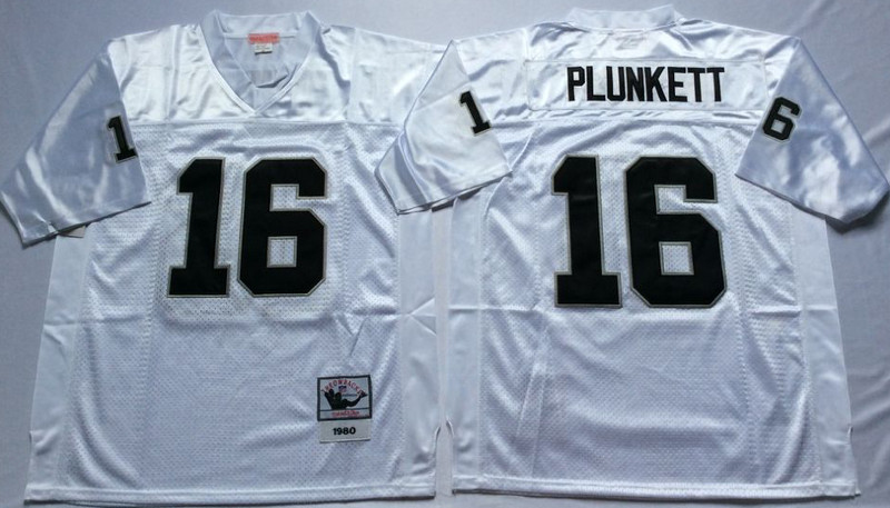 Mitchell And Ness Raiders #16 16 Jim Plunkett White Throwback Stitched NFL Jersey