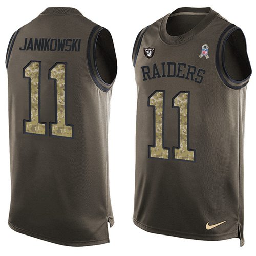 Nike Raiders #11 Sebastian Janikowski Green Men's Stitched NFL Limited Salute To Service Tank Top Jersey Nike Raiders #11 Sebastian Janikowski Green Men's Stitched NFL Limited Salute To Service Tank Top Jersey