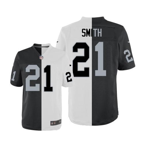 Nike Raiders #21 Sean Smith White Black Men's Stitched NFL Elite Split Jersey Nike Raiders #21 Sean Smith White Black Men's Stitched NFL Elite Split Jersey