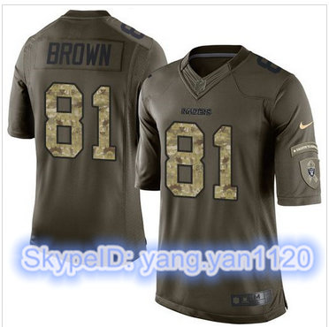 Nike Oakland Raiders #81 Tim Brown Green Men's Stitched NFL Limited Salute to Service Jersey