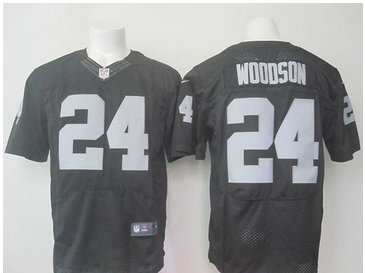 Nike Oakland Raiders #24 Charles Woodson Black Team Color Men's Stitched NFL New Elite Jersey