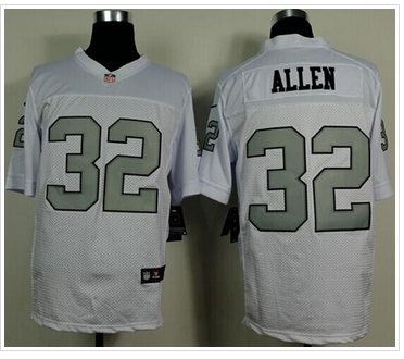 NEW Oakland Raiders #32 Marcus Allen White Silver No.NFL Elite Jersey