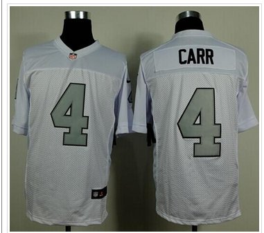 New Oakland Raiders #4 Derek Carr White Silver No. NFL Elite Jersey