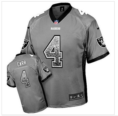 NEW Oakland Raiders #4 Derek Carr Grey NFL Elite Drift Fashion Jersey