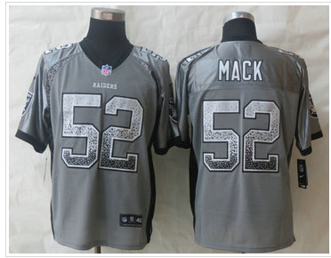 NEW Oakland Raiders #52 Khalil Mack Grey NFL Elite Drift Fashion Jersey