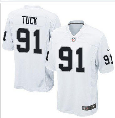NEW Oakland Raiders #91 Justin Tuck White NFL Game Jersey