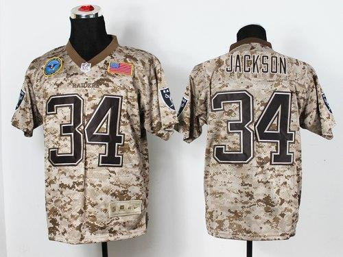 NEW Oakland Raiders #34 Bo Jackson Camo NFL Elite USMC Jersey(USA)
