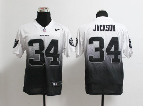 NEW Oakland Raiders 34 Bo Jackson White Black Drift Fashion II Elite NFL Jerseys
