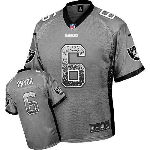 NEW Oakland Raiders #6 Terrelle Pryor Grey Stitched NFL Elite Drift Fashion Jersey