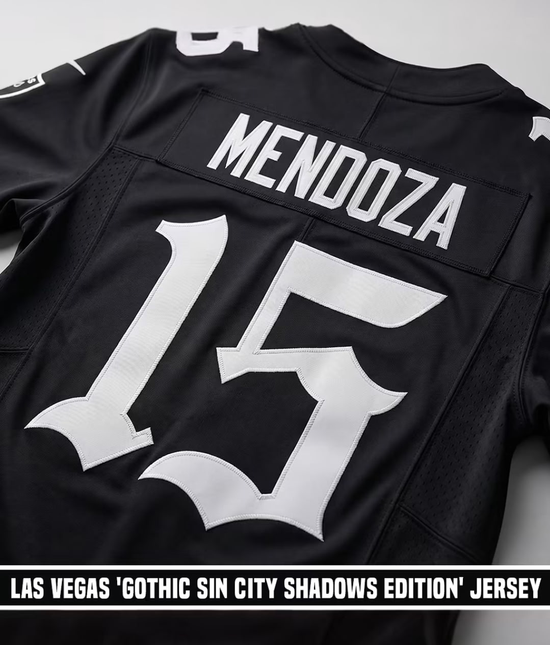 Men's Las Vegas Raiders #15 Fernando Mendoza Gothic Sin City Shadows Edition's Black Jersey