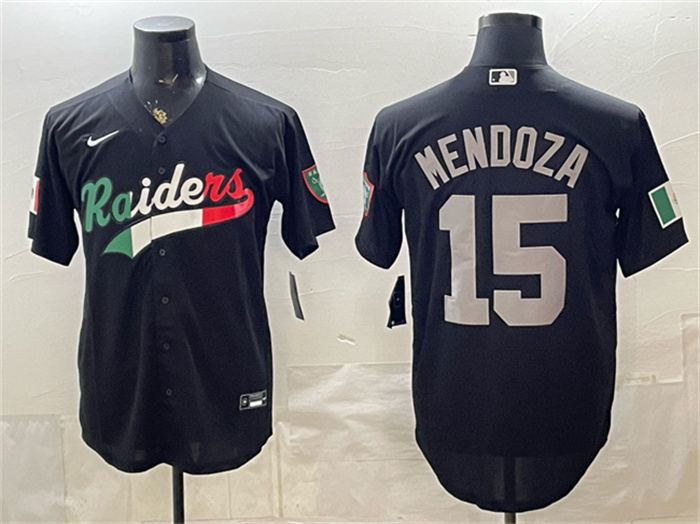 Men's Las Vegas Raiders #15 Fernando Mendoza Black Mexico Cool Base Stitched Baseball Jersey
