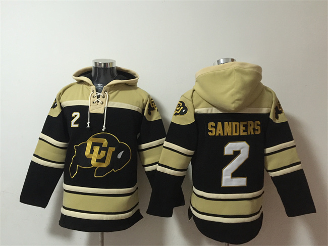 Men's Colorado Buffaloes #2 Shedeur Sanders Black Ageless Must-Have Lace-Up Pullover Hoodie Men's Colorado Buffaloes #2 Shedeur Sanders Black Ageless Must-Have Lace-Up Pullover Hoodie
