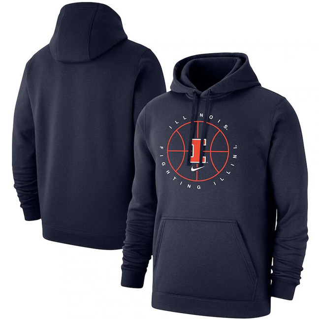 Men's Illinois Fighting Illini Navy Basketball Icon Club Fleece Pullover Hoodie Men's Illinois Fighting Illini Navy Basketball Icon Club Fleece Pullover Hoodie