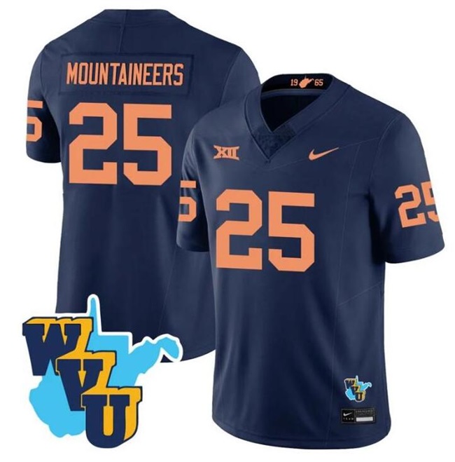 Men's West Virginia Mountaineers #25 Mountaineers Navy F.U.S.E. 1965-2025 Throwback Stitched Jersey Men's West Virginia Mountaineers #25 Mountaineers Navy F.U.S.E. 1965-2025 Throwback Stitched Jersey