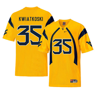 West Virginia Mountaineers 35 Nick Kwiatkoski Gold College Football Jersey