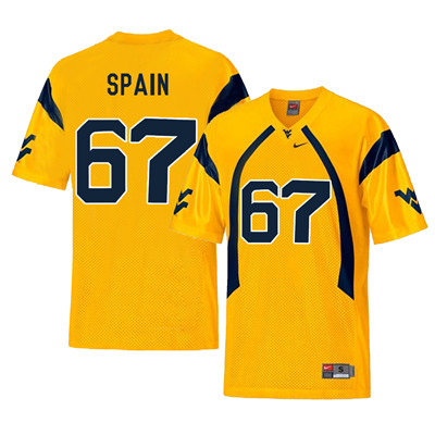 West Virginia Mountaineers 67 Quinton Spain Gold College Football Jersey