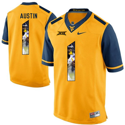 West Virginia Mountaineers Gold Tavon Austin College Football Portrait Jersey