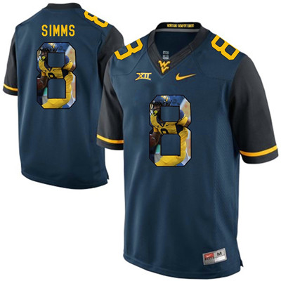 West Virginia Mountaineers Blue Marcus Simms College Football Portrait Jersey