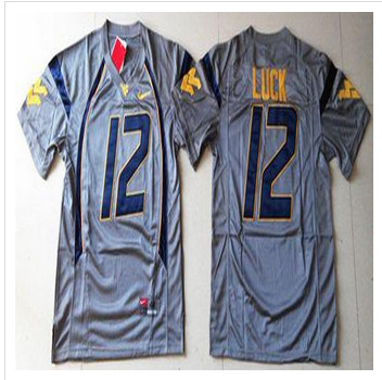 West Virginia Mountaineers #12 Oliver Luck Navy Blue Stitched NCAA Jersey