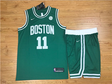 Nike Celtics #11 Kyrie Irving Green Swingman Jersey(With Shorts)