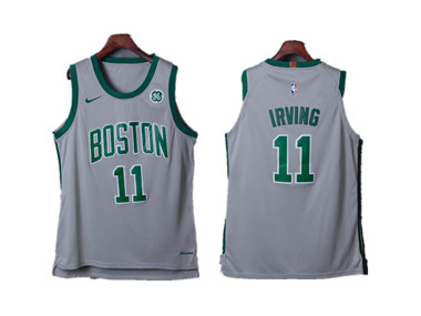 Nike Celtics #11 Kyrie Irving Gray City Edition Authentic Jersey