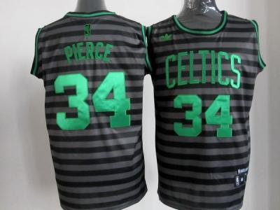 nba boston celtics #34 pierce grey(black strip)