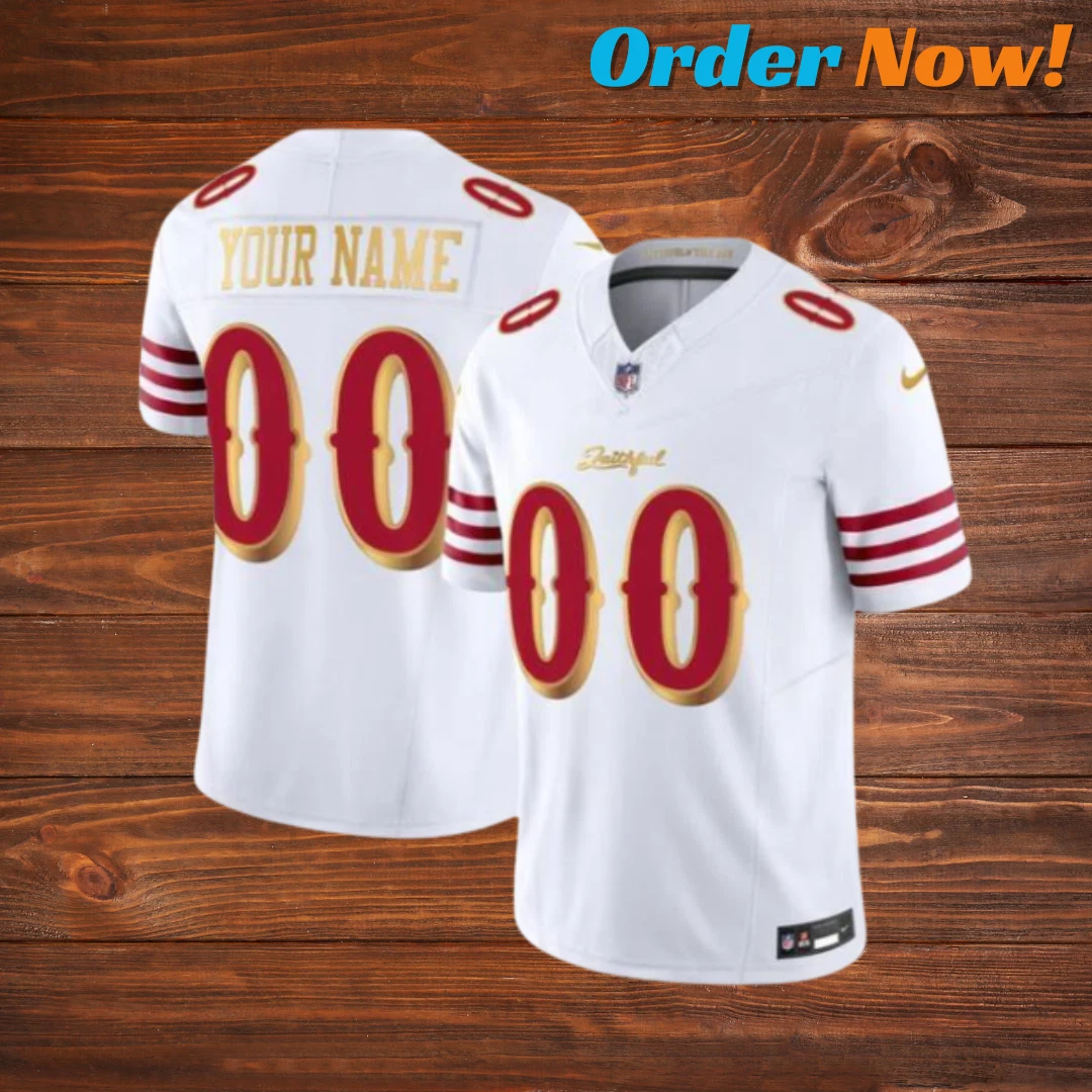 Custom Men's San Francisco 49ers White Gold 2025 F.U.S.E. “Rivalries” Vapor Limited Stitched Football Jersey