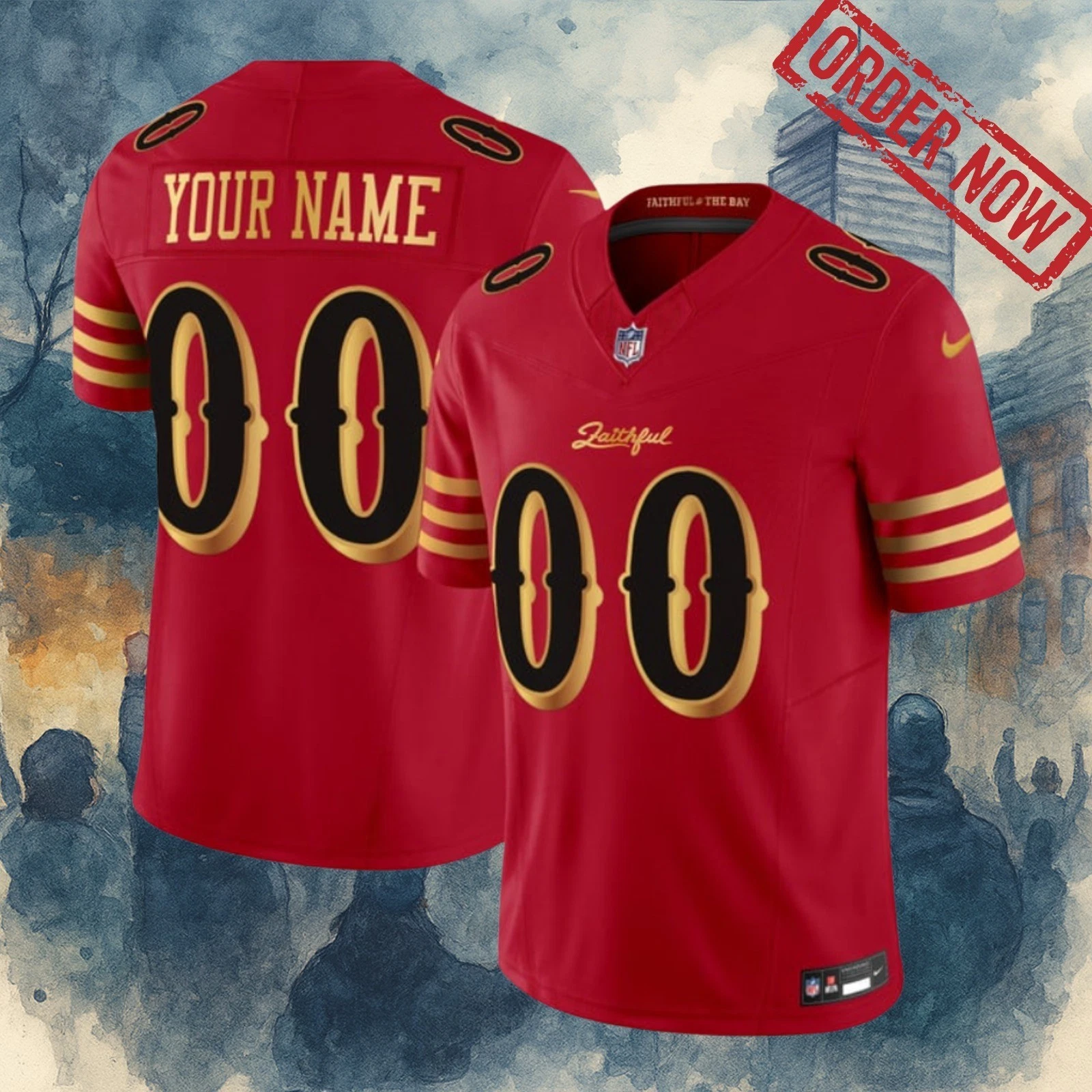 Custom Men's San Francisco 49ers Red Gold 2025 F.U.S.E. “Rivalries” Vapor Limited Stitched Football Jersey