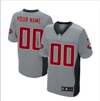 Men's Nike San Francisco 49ers Customized Elite Grey Shadow NFL Jersey