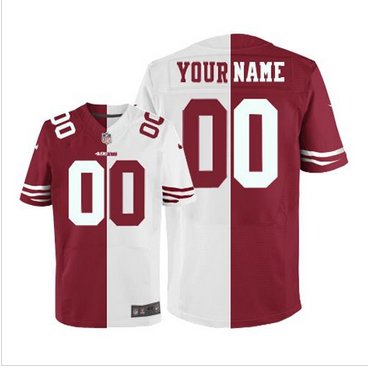 NEW San Francisco 49ers Customized Red White Elite Split Jersey
