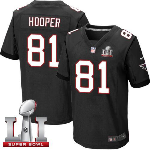 Nike Falcons #81 Austin Hooper Black Alternate Super Bowl LI 51 Men's Stitched NFL Elite Jersey