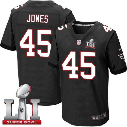 Nike Falcons #45 Deion Jones Black Alternate Super Bowl LI 51 Men's Stitched NFL Elite Jersey Nike Falcons #45 Deion Jones Black Alternate Super Bowl LI 51 Men's Stitched NFL Elite Jersey