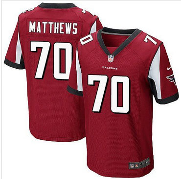 Nike Atlanta Falcons #70 Jake Matthews Red Team Color Men's Stitched NFL Elite Jersey