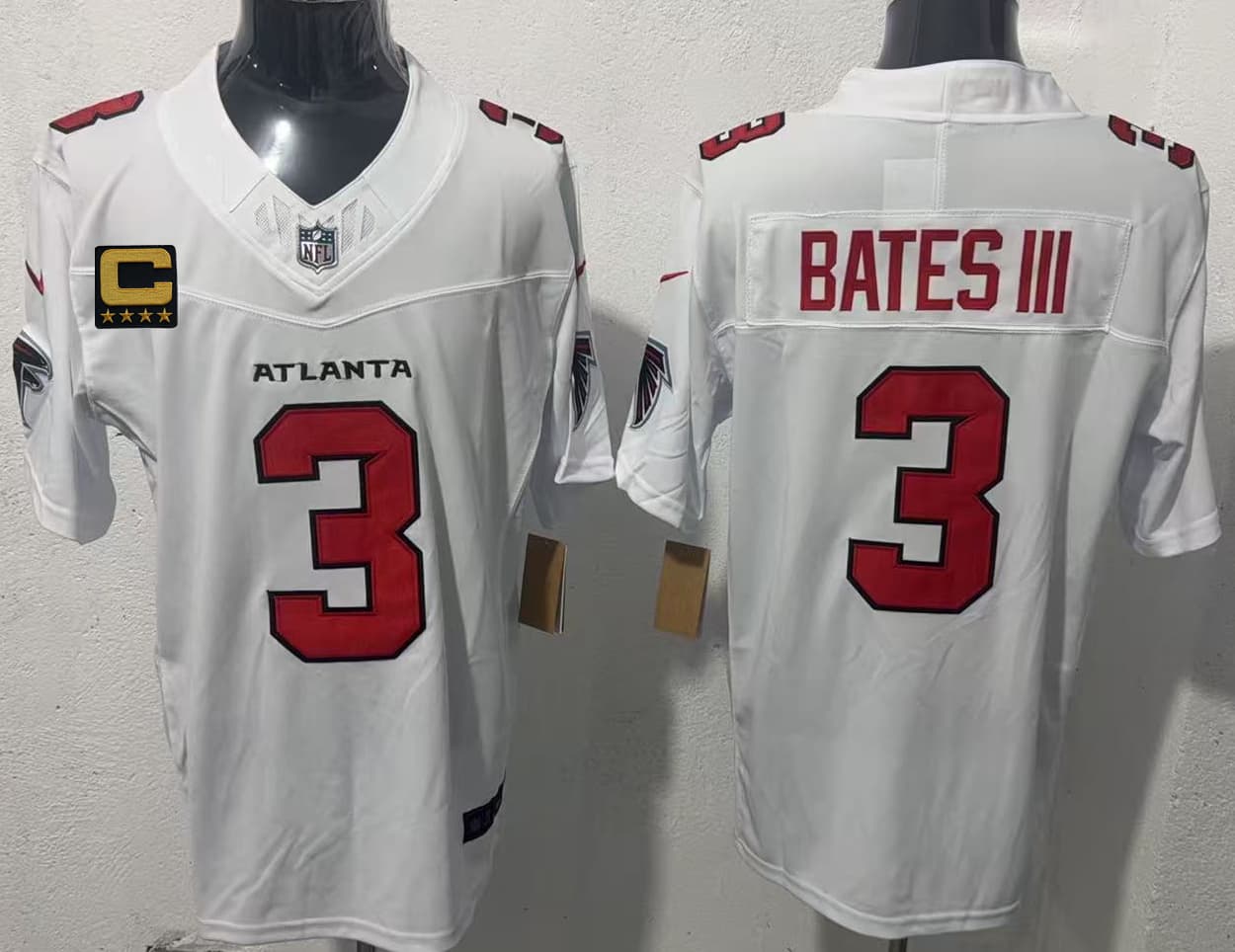 Men's Atlanta Falcons #3 Jessie Bates III White 2026 New F.U.S.E. 4-Star C Patch Vapor Untouchable Limited Stitched Football Jersey