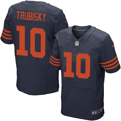 Nike Bears #10 Mitchell Trubisky Navy Blue Men's Stitched NFL 1940s Throwback Elite Jersey Nike Bears #10 Mitchell Trubisky Navy Blue Men's Stitched NFL 1940s Throwback Elite Jersey