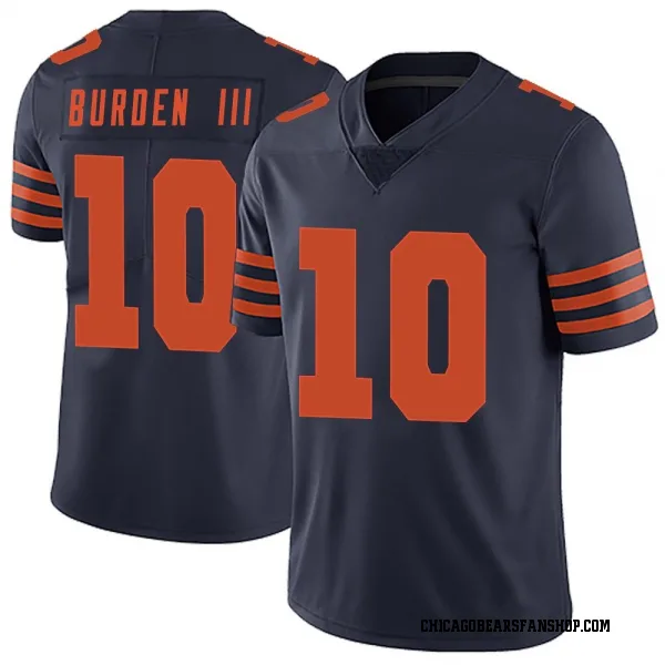Men's Chicago #10 Luther Burden III Bears Navy 2024 Draft Color Rush F.U.S.E. Vapor Stitched Football Jersey