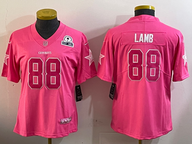 Women's Dallas Cowboys #88 CeeDee Lamb Pink Vapor Untouchable Limited Stitched Football Jersey(Run Small) 3