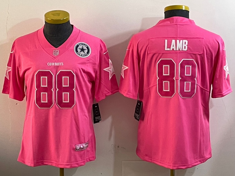 Women's Dallas Cowboys #88 CeeDee Lamb Pink Vapor Untouchable Limited Stitched Football Jersey(Run Small) 2