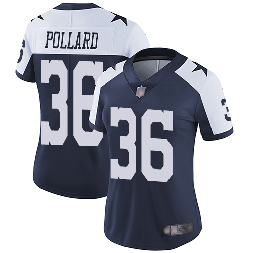 Cowboys #36 Tony Pollard Navy Blue Thanksgiving Women's Stitched Football Vapor Untouchable Limited Throwback Jersey Cowboys #36 Tony Pollard Navy Blue Thanksgiving Women's Stitched Football Vapor Untouchable Limited Throwback Jersey
