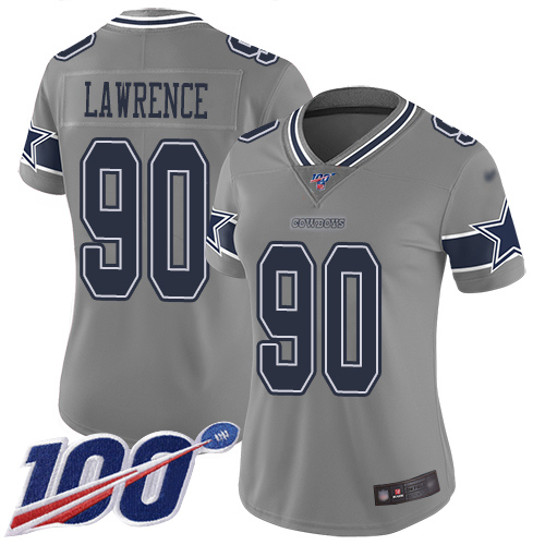 Cowboys #90 Demarcus Lawrence Gray Women's Stitched Football Limited Inverted Legend 100th Season Jersey Cowboys #90 Demarcus Lawrence Gray Women's Stitched Football Limited Inverted Legend 100th Season Jersey