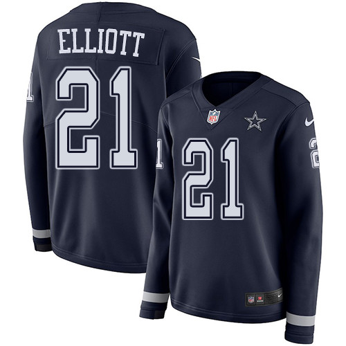 Nike Cowboys #21 Ezekiel Elliott Navy Blue Team Color Women's