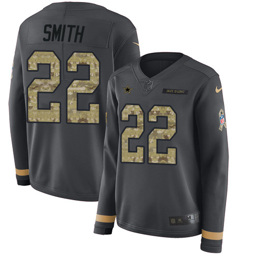 Nike Cowboys #22 Emmitt Smith Anthracite Salute to Service