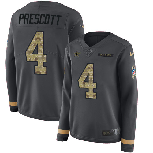 Nike Cowboys #4 Dak Prescott Anthracite Salute to Service