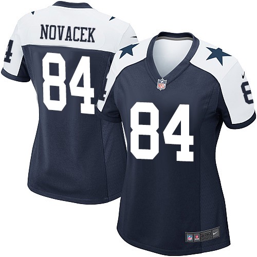 Nike Cowboys #84 Jay Novacek Navy Blue Women's Throwback Alternate NFL Game Jersey