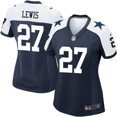 Nike Cowboys #27 Jourdan Lewis Navy Blue Women's Throwback Alternate NFL Game Jersey