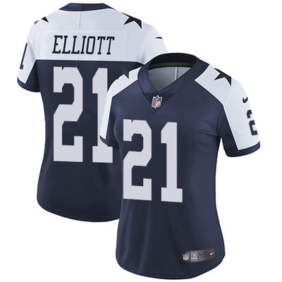 Nike Cowboys #21 Ezekiel Elliott Navy Blue Thanksgiving Women's Stitched NFL Vapor Untouchable Limited Throwback Jersey Nike Cowboys #21 Ezekiel Elliott Navy Blue Thanksgiving Women's Stitched NFL Vapor Untouchable Limited Throwback Jersey