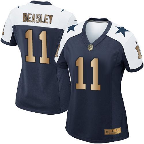 Nike Cowboys #11 Cole Beasley Navy Blue Thanksgiving Throwback Women's Stitched NFL Elite Gold Jersey Nike Cowboys #11 Cole Beasley Navy Blue Thanksgiving Throwback Women's Stitched NFL Elite Gold Jersey
