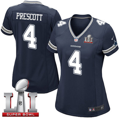 Nike Cowboys #4 Dak Prescott Navy Blue Team Color Women's Stitched NFL Super Bowl LI 51 Elite Jersey Nike Cowboys #4 Dak Prescott Navy Blue Team Color Women's Stitched NFL Super Bowl LI 51 Elite Jersey