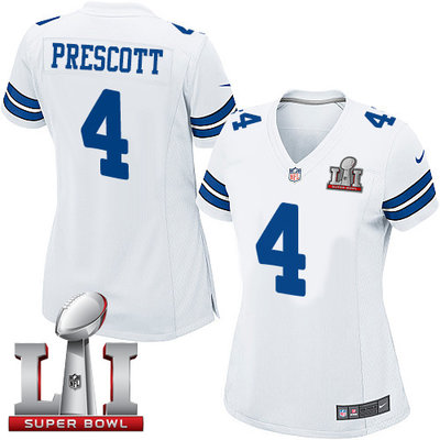 Nike Cowboys #4 Dak Prescott White Women's Stitched NFL Super Bowl LI 51 Elite Jersey Nike Cowboys #4 Dak Prescott White Women's Stitched NFL Super Bowl LI 51 Elite Jersey