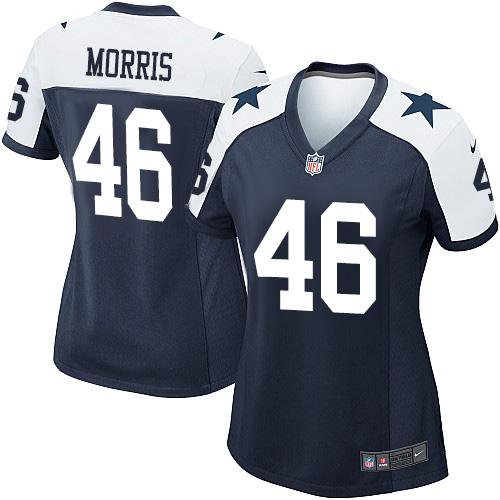 Nike Cowboys #46 Alfred Morris Navy Blue Thanksgiving Women's Stitched NFL Throwback Elite Jersey